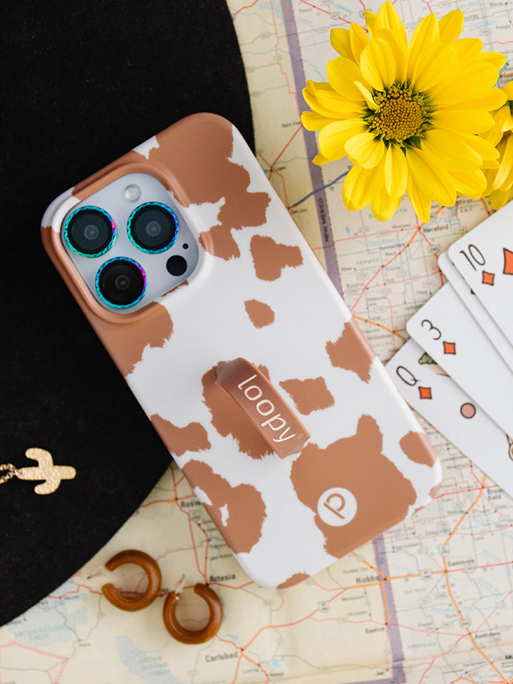 Loopy Cases - Brown Cow Print Apple / iPhone 14 Pro Max (6.7" Screen) / Lefty Loopy Cases - Brown Cow Print Apple / iPhone 14 Pro Max (6.7" Screen) / Lefty