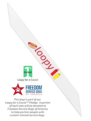 The Loopy Cases Hot Diggity Special Edition Super Loop, with a description of our partnership with Freedom Service Dogs of America.