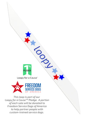 The Loopy Cases Starry Pop Special Edition Super Loop, with a description of our partnership with Freedom Service Dogs of America.