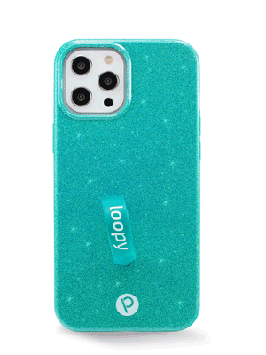 The iPhone 12 Pro Max Sparkle Turquoise Loopy Case.