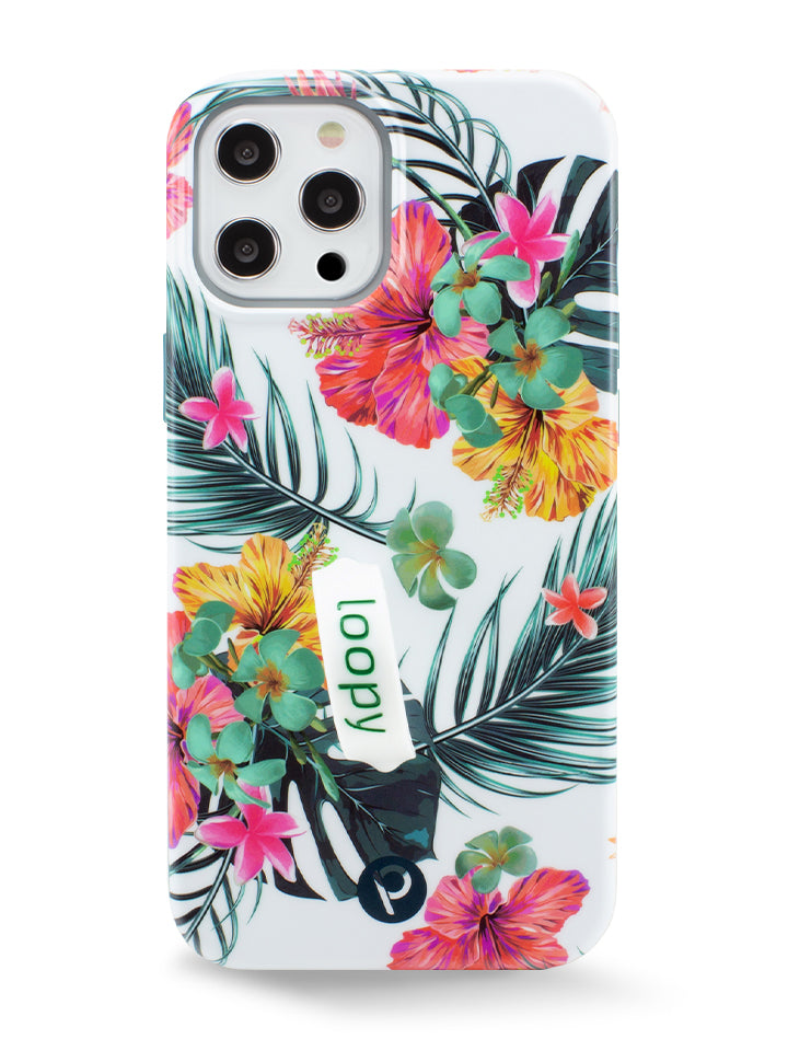 The iPhone 12 Pro Max Topical Hibiscus Loopy Case.