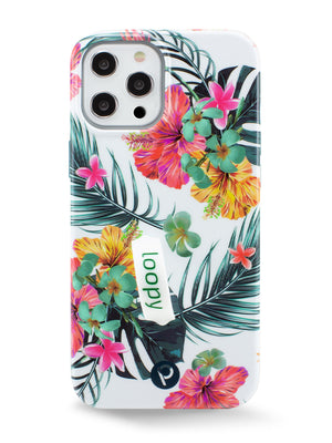 The iPhone 12 Pro Max Topical Hibiscus Loopy Case.