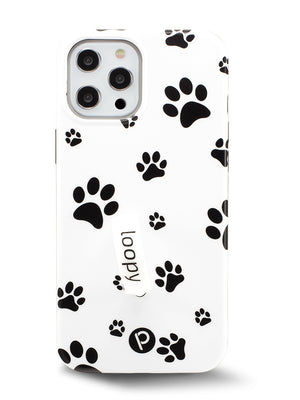 The iPhone 12 Pro Max Pawprints Loopy Case.