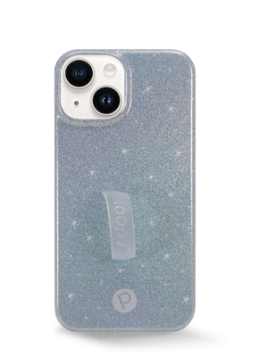 The iPhone 14 Platinum Sparkle Loopy Case.
