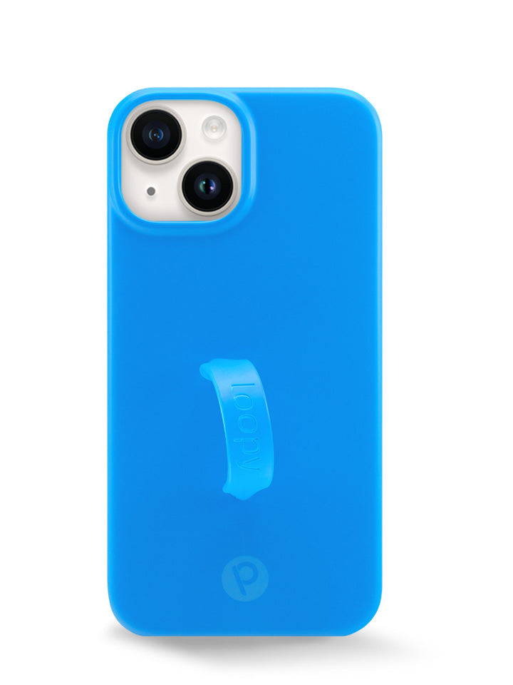 The iPhone 14 Neon Cyan Loopy Case.