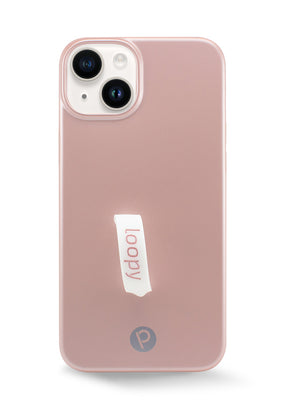 The iPhone 14 Plus Rose Gold Loopy Case.