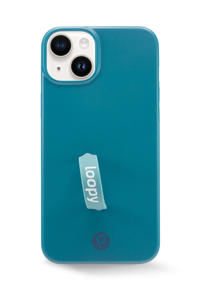 The iPhone 14 Plus Teal Loopy Case.