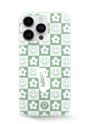 The iPhone 14 Pro Max Groovy Sage Checkered Loopy Case.