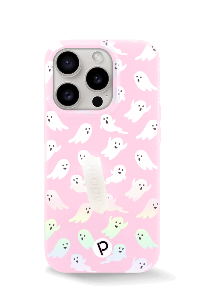 The iPhone 15 Pro Blushing Boos Loopy Case.