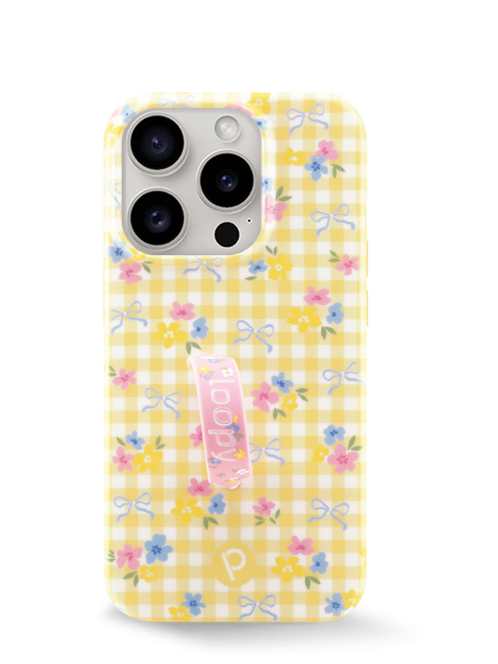 The iPhone 15 Pro Buttercup Blossom Loopy Case.