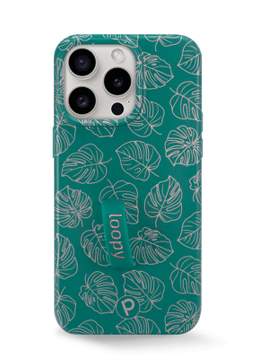 The iPhone 15 Pro Max Metallic Monstera Loopy Case.