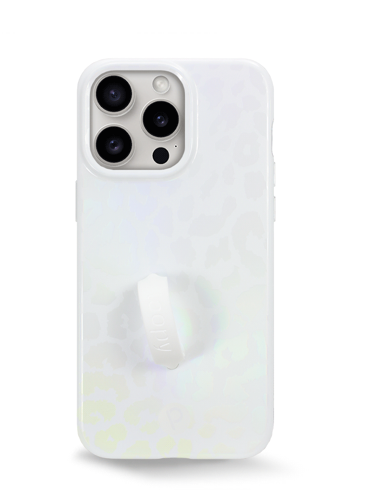 The iPhone 15 Pro Max Opal Leopard Loopy Case.