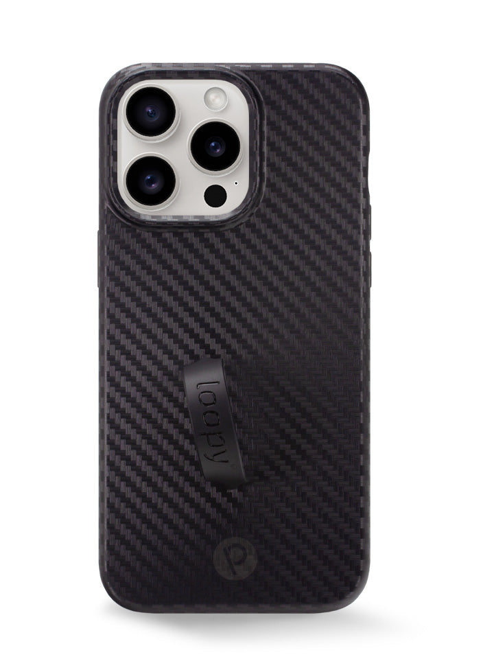 The iPhone 15 Pro Max Carbon Loopy Case.
