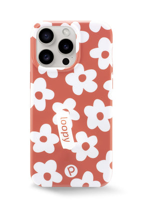 The iPhone 15 Pro Max Auburn Daisies Loopy Case.