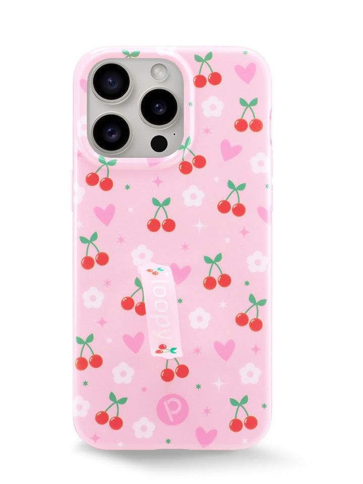 The iPhone 15 Pro Max Cherry Cute Loopy Case.