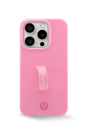 The iPhone 15 Pro Bubblegum Pink Loopy Case.