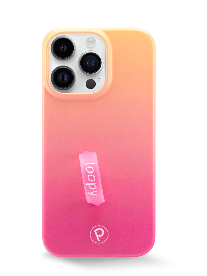The iPhone 15 Pro Max Pink Lemonade Ombre Loopy Case.