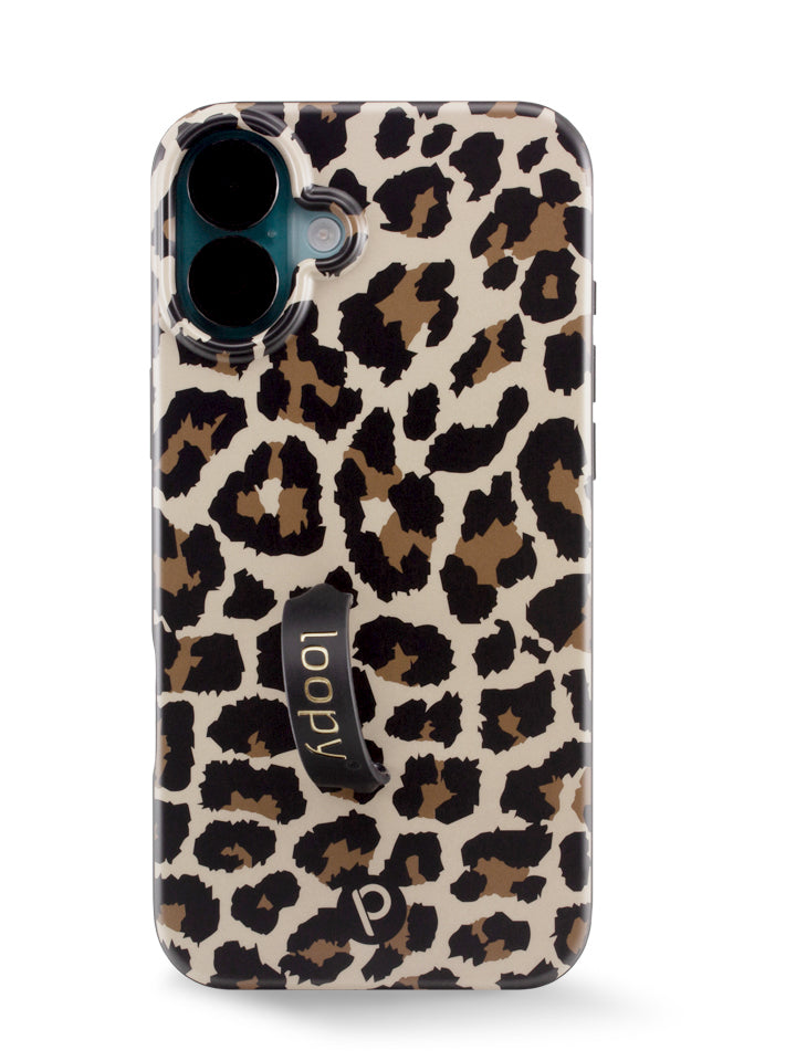 The iPhone 16 Plus Leopard Loopy Case.