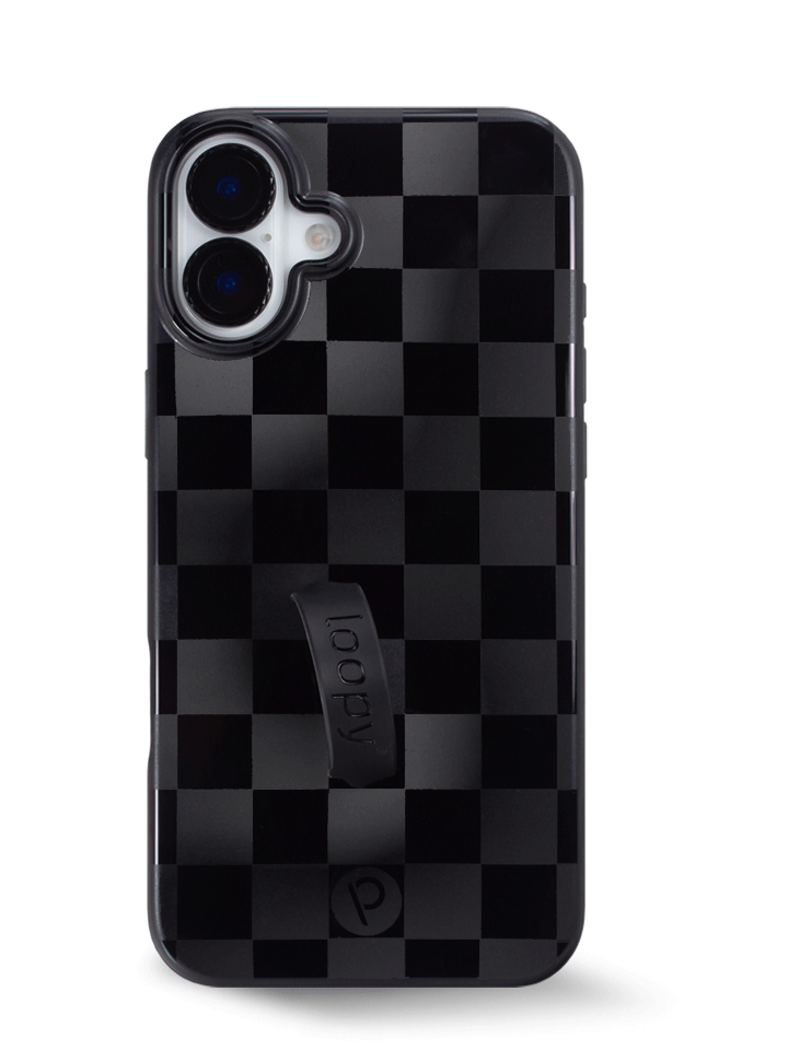 The iPhone 16 Plus Midnight Checkered Loopy Case.