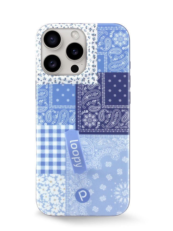 The iPhone 16 Pro Max Bandana Blues Loopy Case.