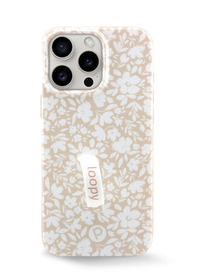 The iPhone 16 Pro Max Beige Blossoms Loopy Case.
