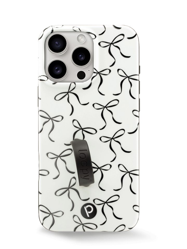 The iPhone 16 Pro Max Black Bows Loopy Case.