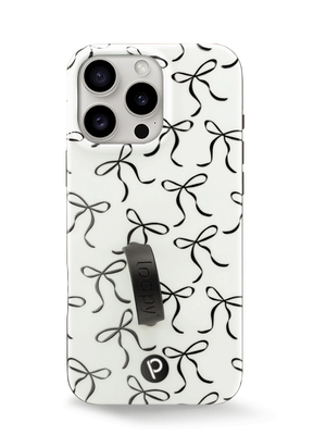 The iPhone 16 Pro Max Black Bows Loopy Case.