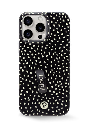 The iPhone 16 Pro Noir Dots Loopy Case.