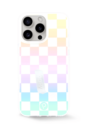 The iPhone 16 Pro Max Pearl Checkered Loopy Case.