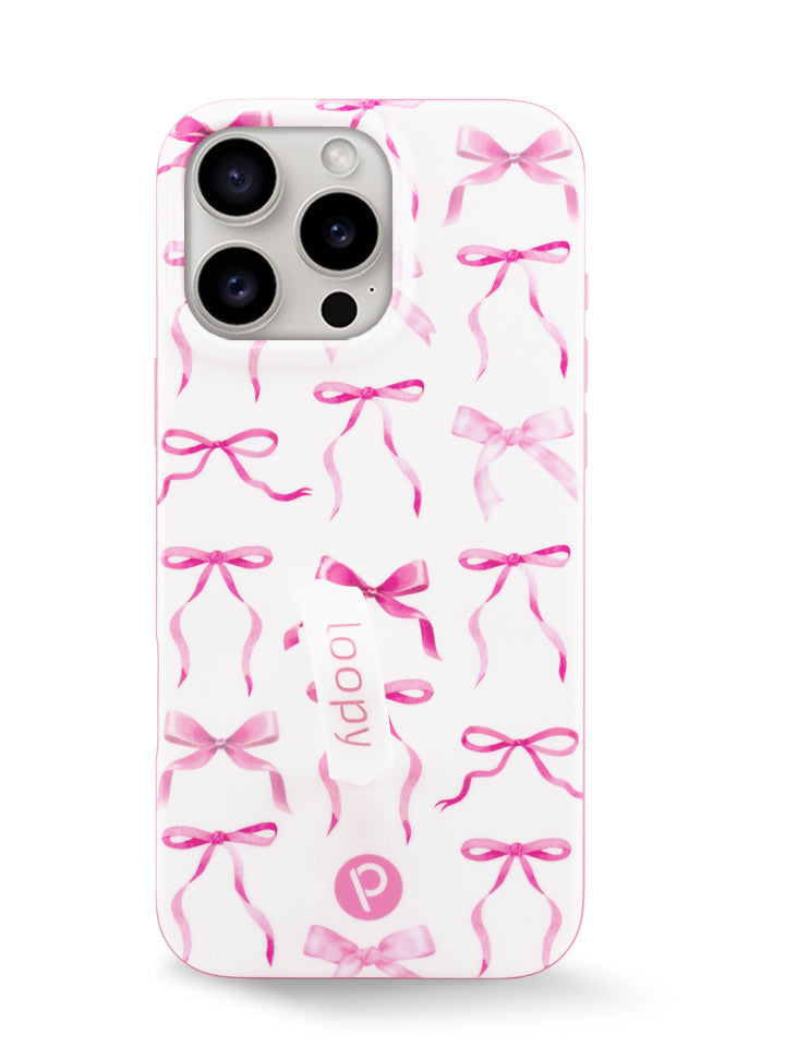 The iPhone 16 Pro Max Pink Bows Loopy Case.