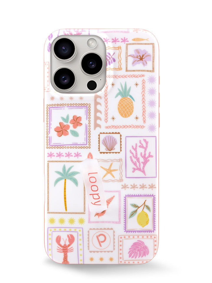 The iPhone 16 Pro Max Seaside Stamps Loopy Case.