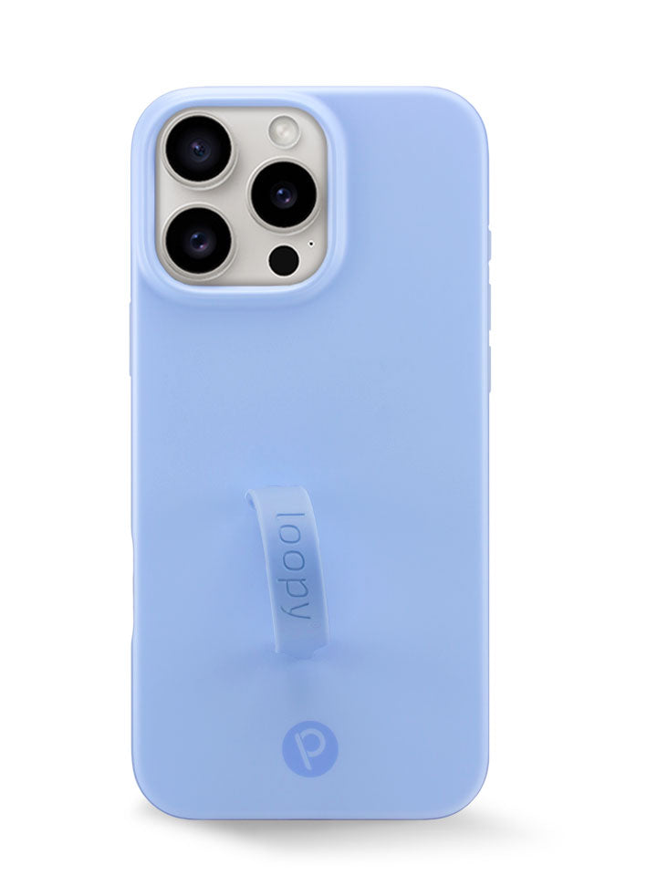 The iPhone 16 Pro Max Sierra Blue Loopy Case.