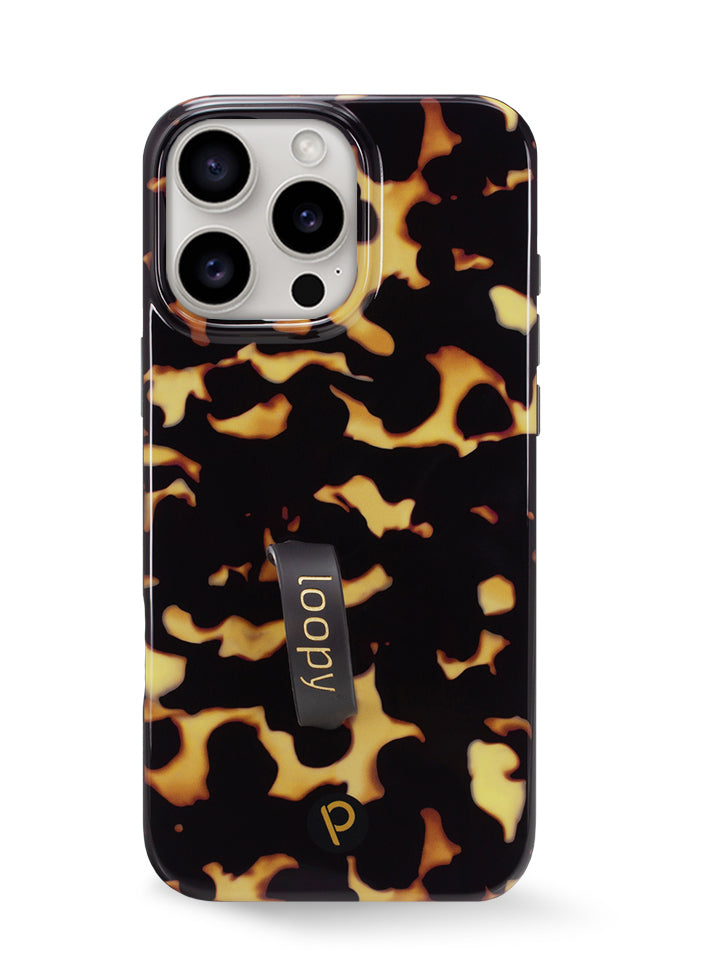 The iPhone 16 Pro Max Tortoise Loopy Case.