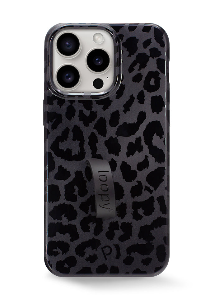 The iPhone 16 Pro Max Midnight Leopard Loopy Case.