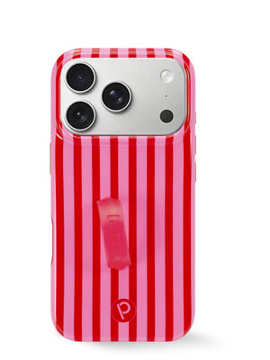 The iPhone 17 Pro Berry Stripes Loopy Case.