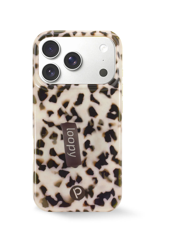 The iPhone 17 Pro Blonde Tortoise Loopy Case.