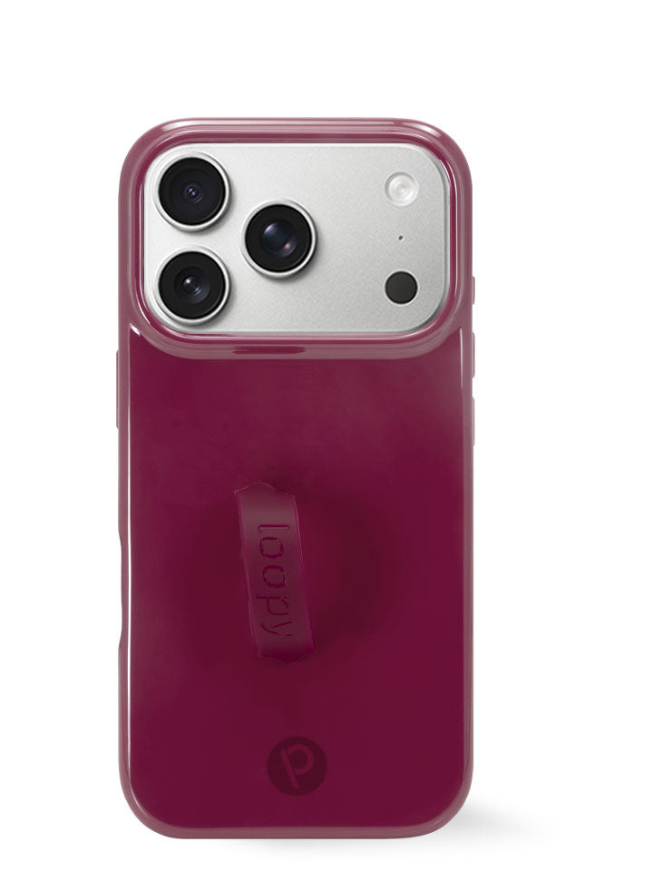 The iPhone 17 Pro Dark Cherry Loopy Case.