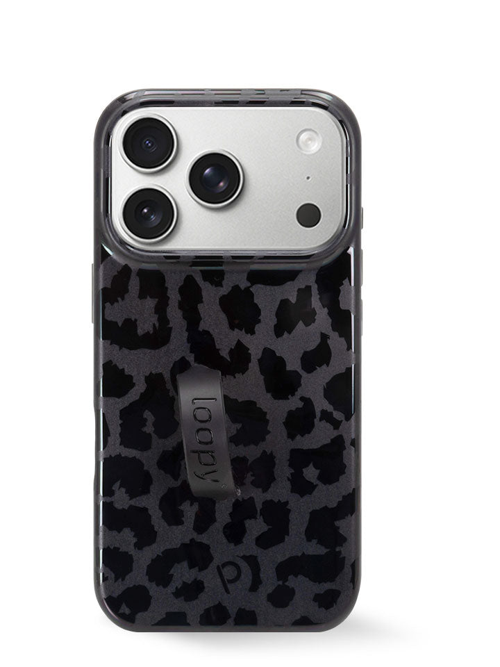 The iPhone 17 Pro Midnight Leopard Loopy Case.