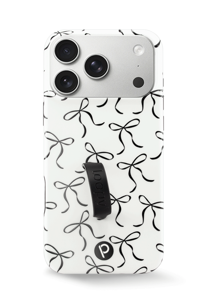 The iPhone 17 Pro Max Black Bows Loopy Case.