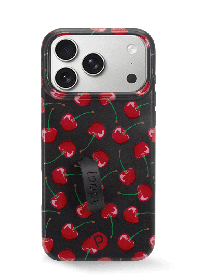 The iPhone 17 Pro Max Black Cherry Loopy Case.