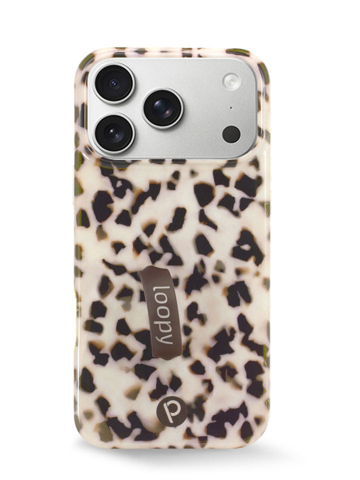 The iPhone 17 Pro Max Blonde Tortoise Loopy Case.