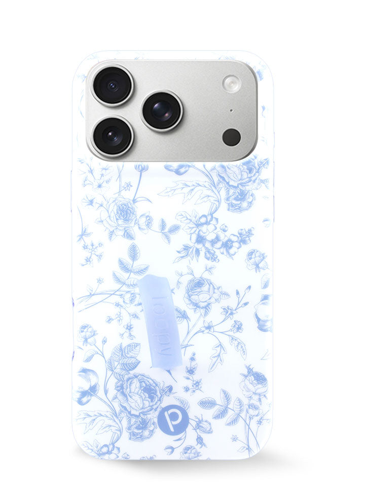 The iPhone 17 Pro Max Blue Toile Loopy Case.