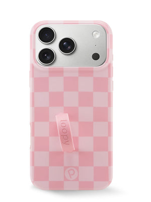 The iPhone 17 Pro Max Blush Checkered Loopy Case.