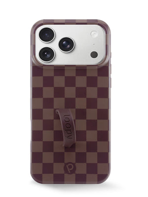 The iPhone 17 Pro Max Cocoa Checkered Loopy Case.