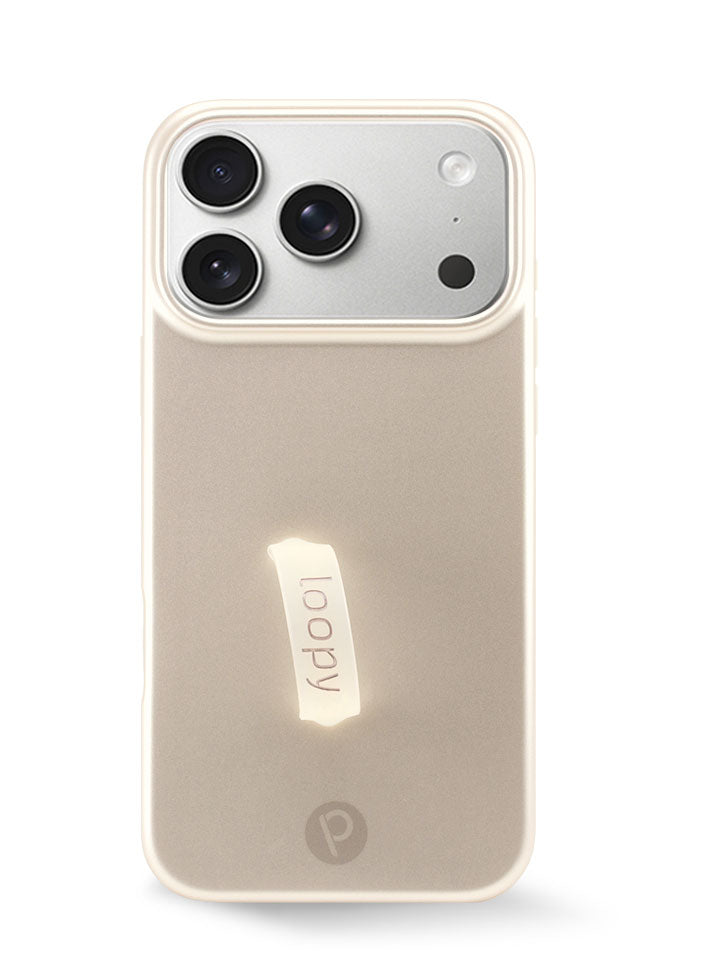 The iPhone 17 Pro Max Desert Metallic Loopy Case.