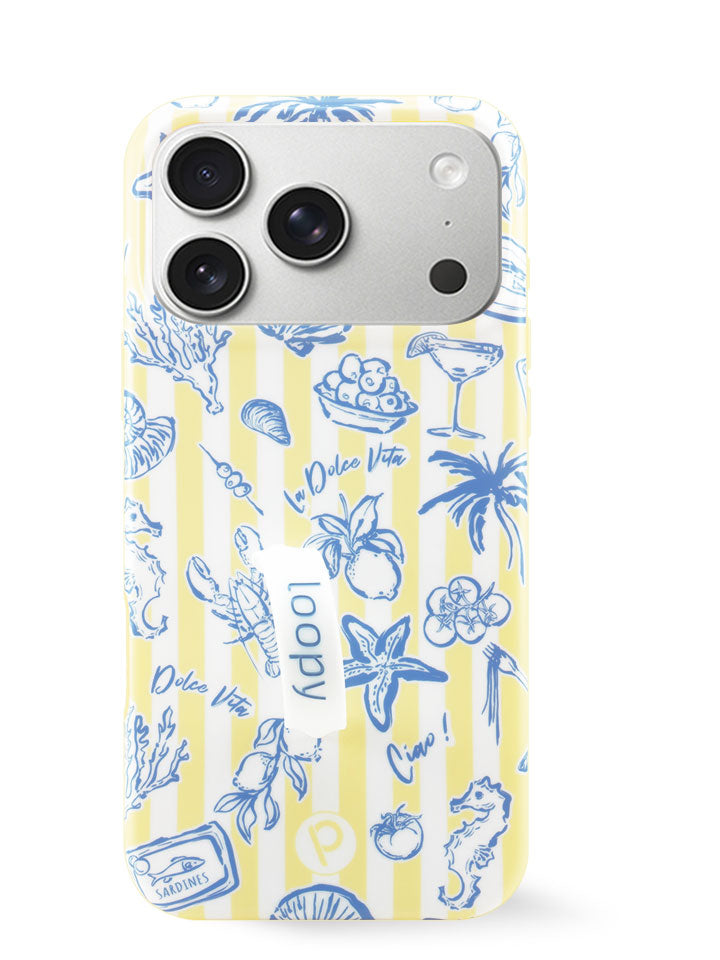 The iPhone 17 Pro Max Limoncello Stripes Loopy Case.
