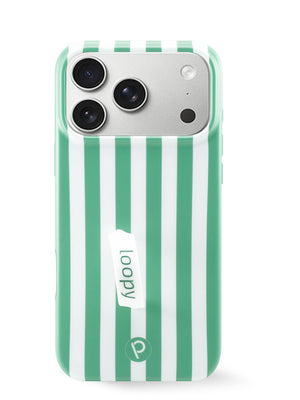 The iPhone 17 Pro Max Spearmint Stripes Loopy Case.