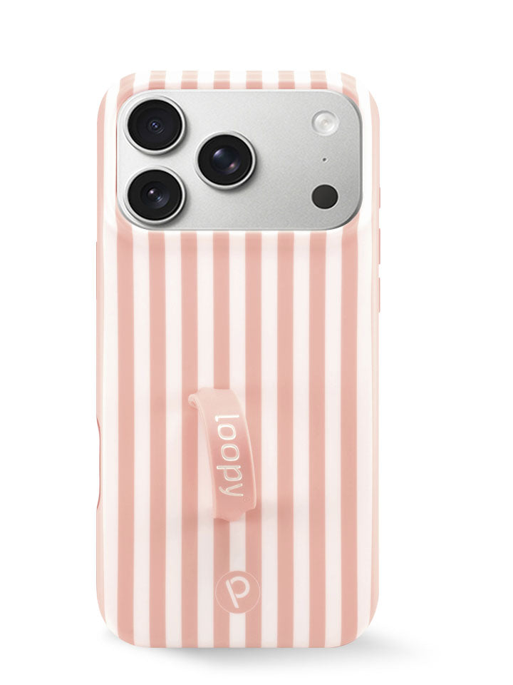 pink and white striped phone case Loopy Cases