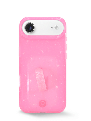 The iPhone 17 Air Clear Sparkle Pink Loopy Case.