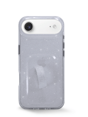The iPhone Air Clear Sparkle Silver Loopy Case.